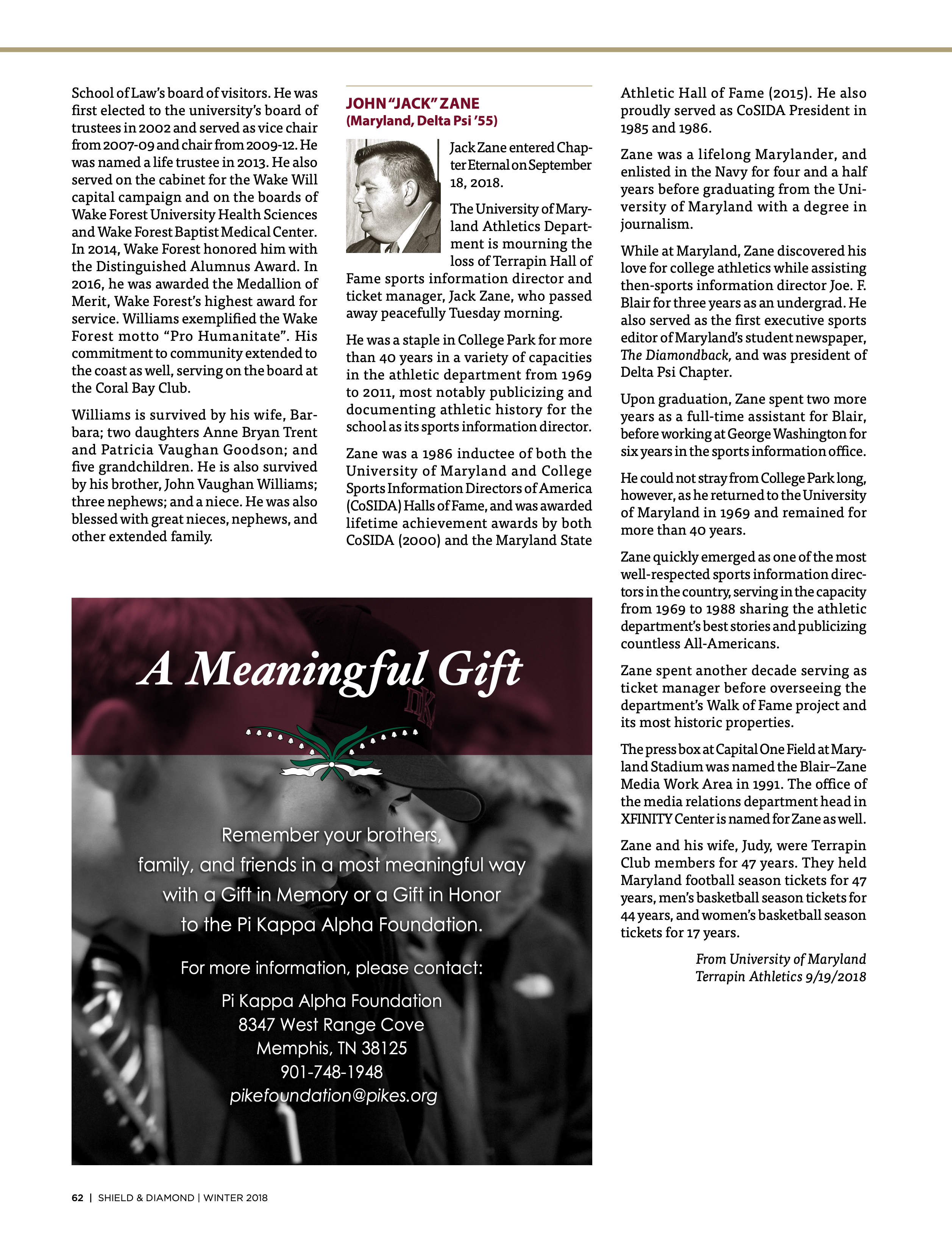 A Meaningful Gift, Winter 2018